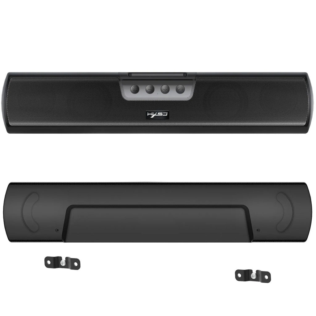 Black home Bluetooth wall-mounted wireless speaker with 2×10W dual horn on a desk