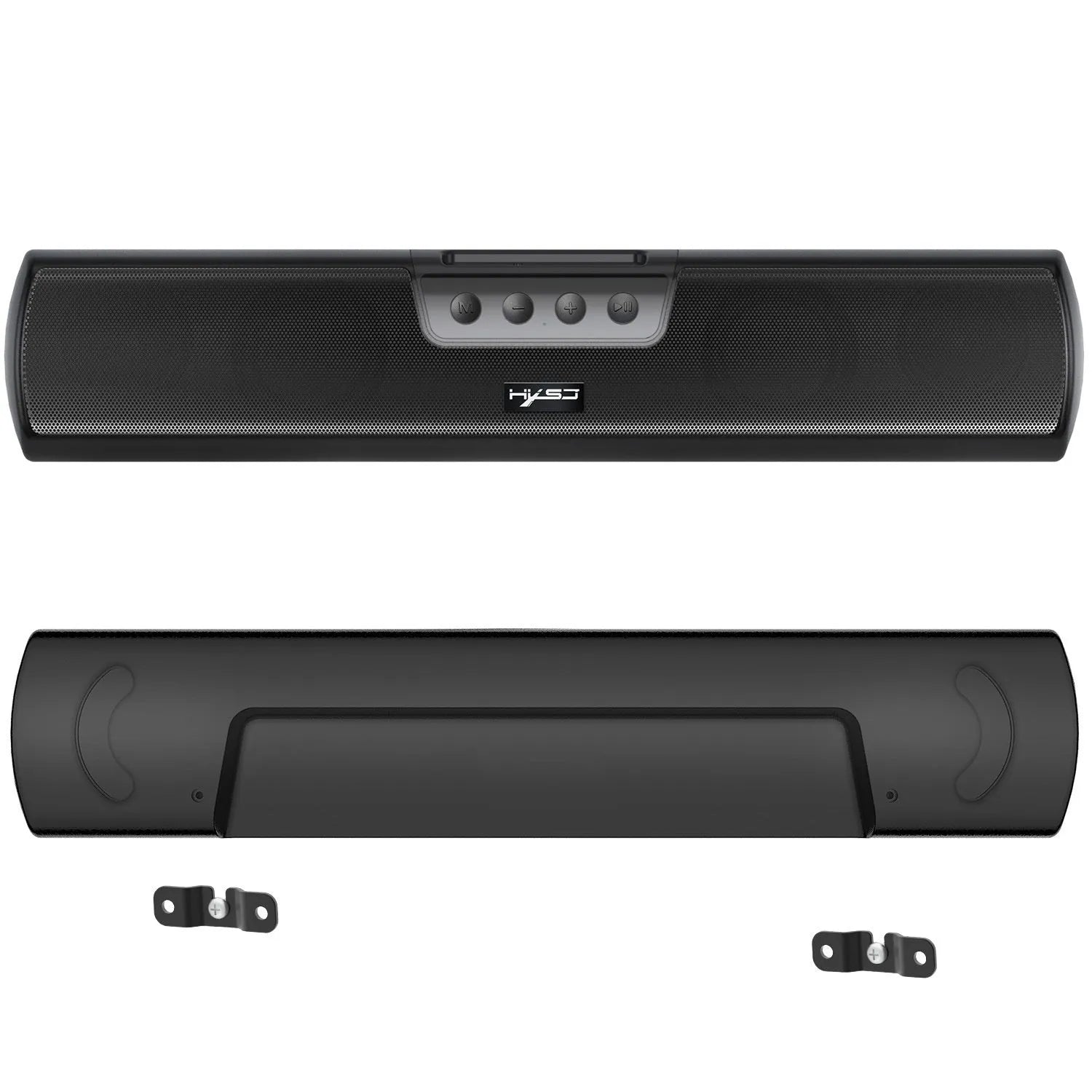 Black home Bluetooth wall-mounted wireless speaker with 2×10W dual horn on a desk