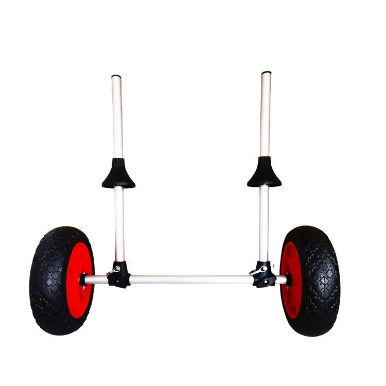 Foldable aluminium kayak beach trailer with plug-in pole platform for open kayaks