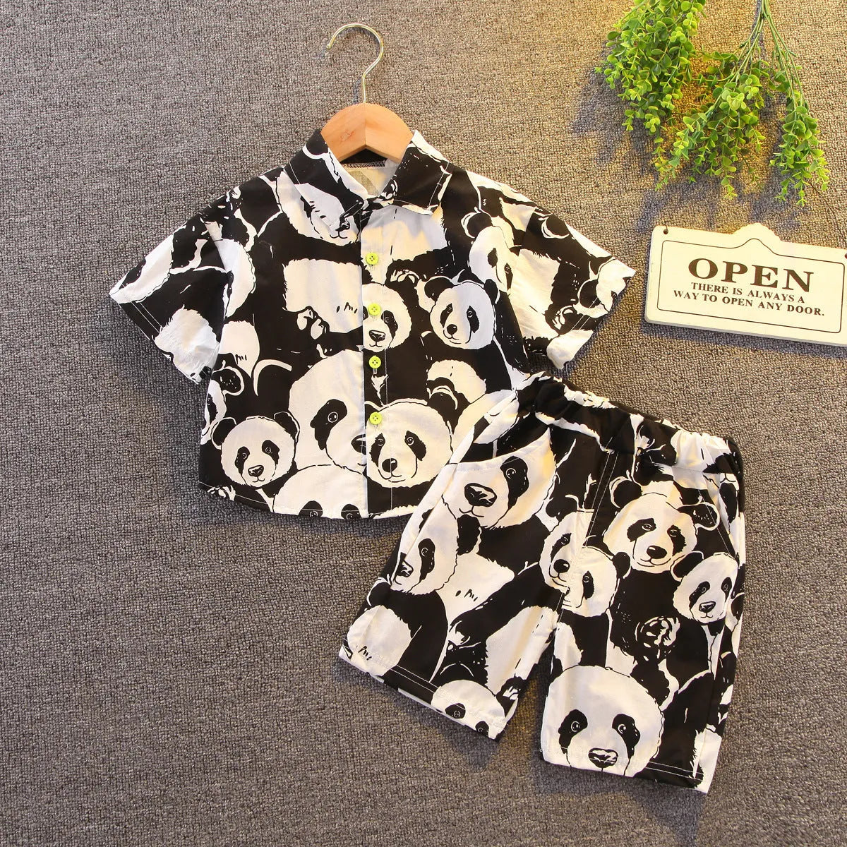 Boys summer cotton suit Korean style top and shorts in black and dark blue for ages 3-8