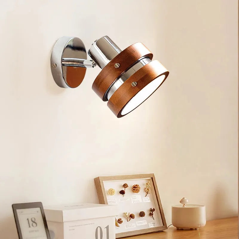 Nordic walnut small wall lamp for bedroom bedside with three colour options