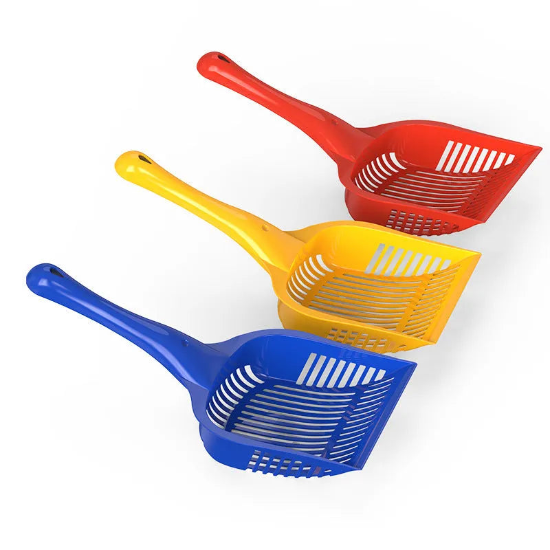 PP plastic cat litter scoop in red, yellow, or blue available in small or medium size