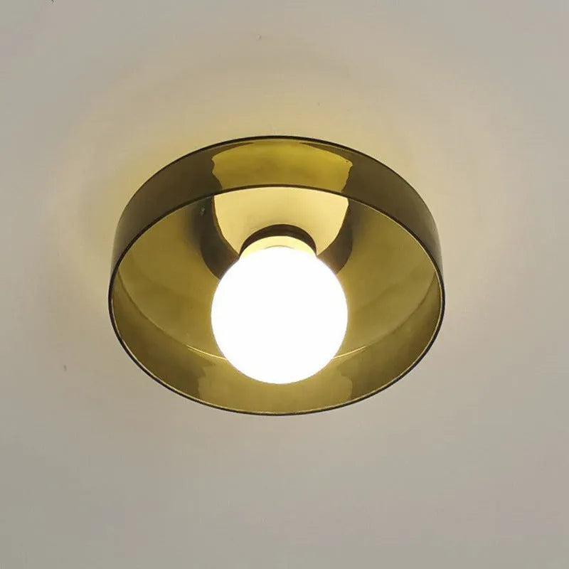 Modern round glass ceiling light 25cm white for corridor porch balcony with optional three-colour LED dimming