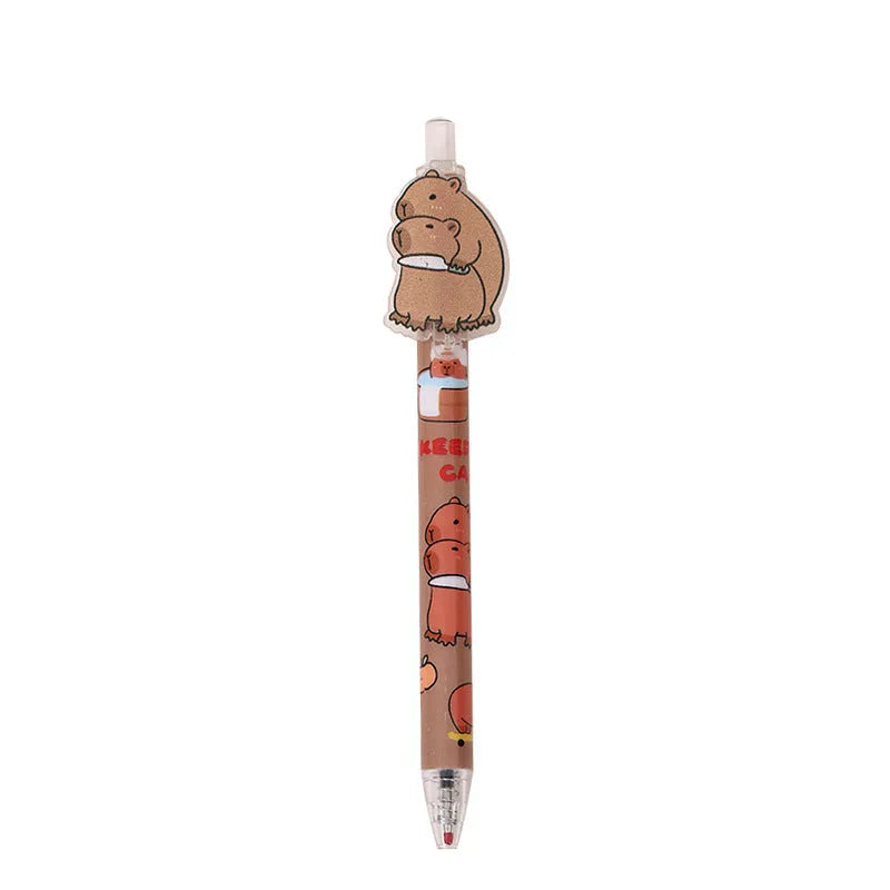 Box of 48 cartoon bear acrylic paster gel pens with plastic barrels and carbon black ink