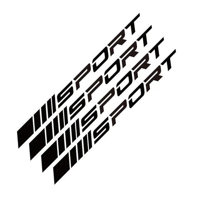 PET sports hollow design car rim stickers in black, red and white colours