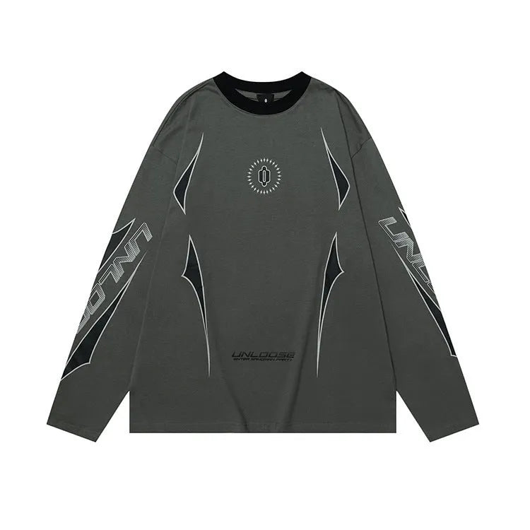 Grey khaki men's drop shoulder cotton sweatshirt on a hanger