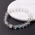 White crystal lucky fortune bracelet with 8mm beads in U-shaped design on matcha green gift box