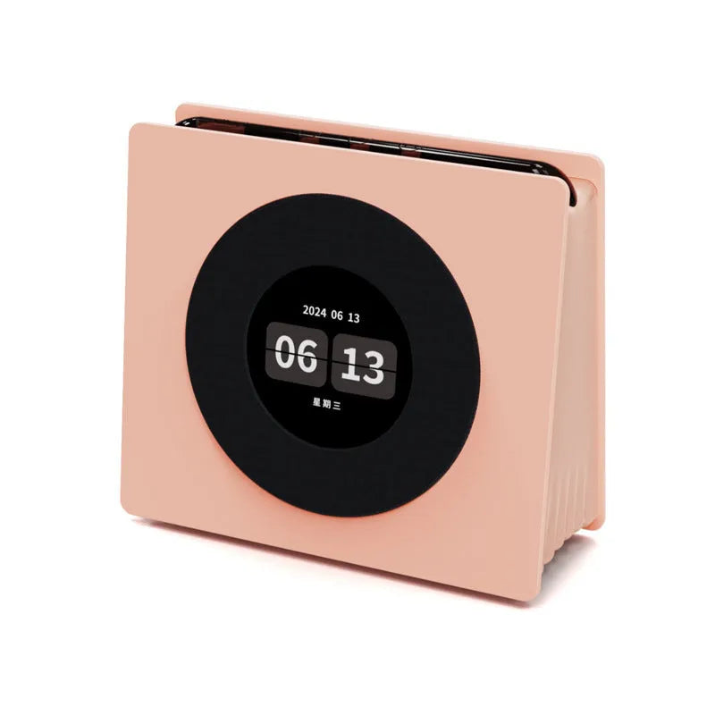 Floating Lyrics Dynamic Bluetooth Speaker Retro in Elegant White with lighting effects on desktop