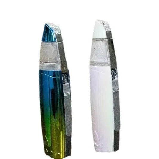 Peacock blue handheld facial steaming device with USB charging port for hydrogen-rich water spray moisturising