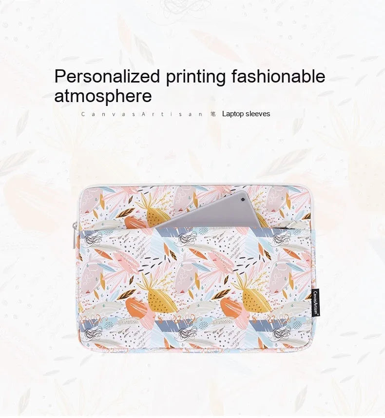 White PU leather waterproof laptop inner sleeve for 14 inch computers on a table.