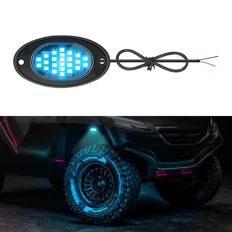12V car LED chassis ambience light with ABS housing in blue colour option for universal vehicle fit