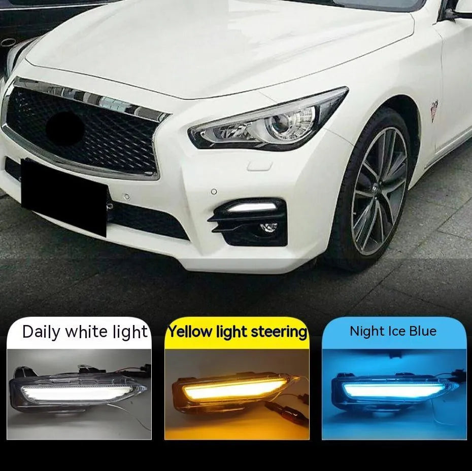 Infiniti Q50 Q70 front bumper LED daytime running lamp and turn signal unit in ABS housing