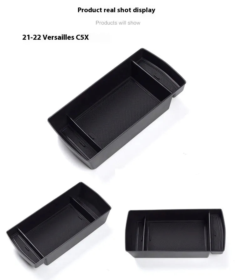 Black plastic waterproof armrest storage box for Versailles C5 X with handle