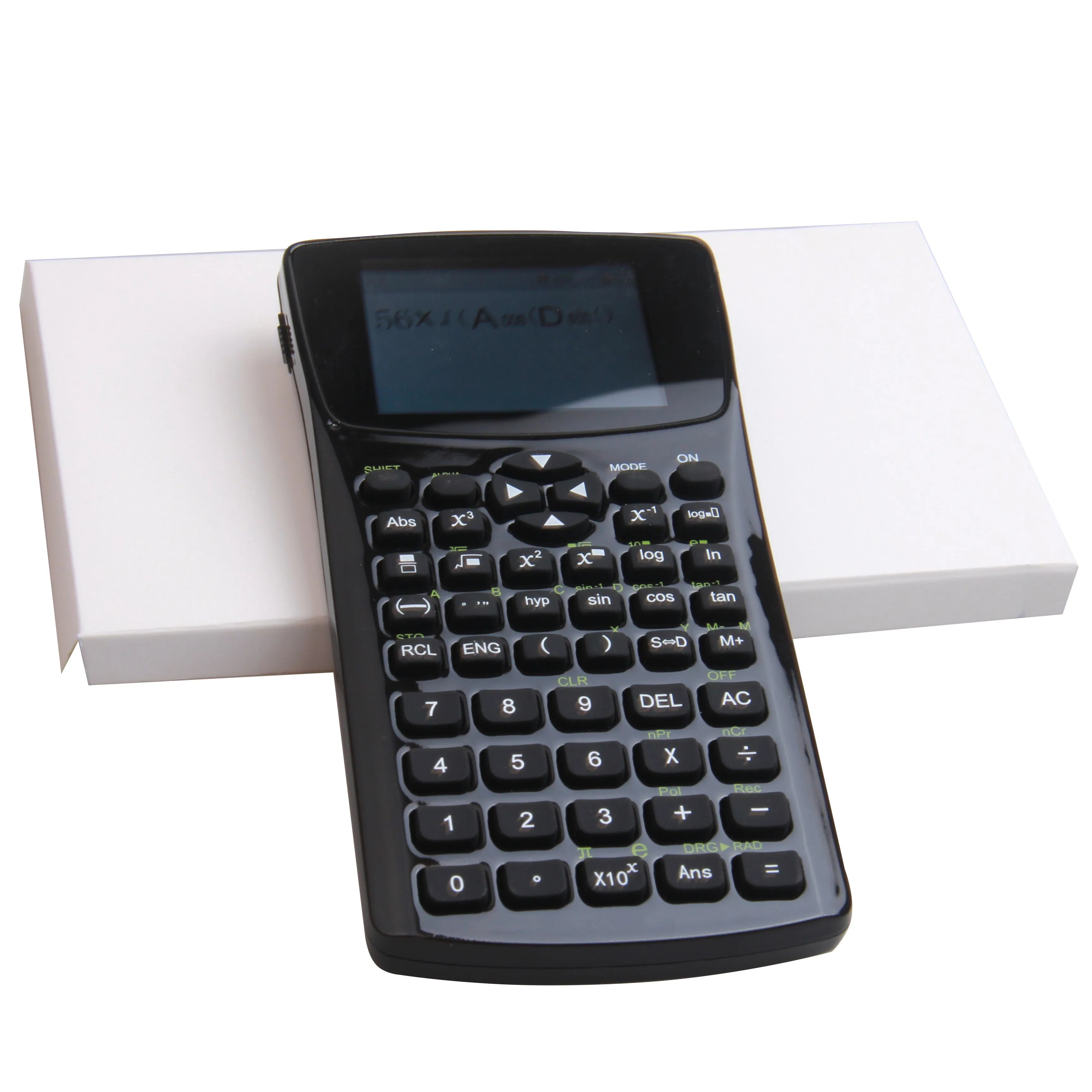 Black multifunctional e-book reader with compact screen and adjustable strap showing multilingual interface