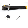 Universal car steering wheel lock with alarm in black gold finish on vehicle steering wheel
