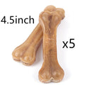 Buffalo leather dog chew stick laid flat, showing natural hide texture and bone-like shape