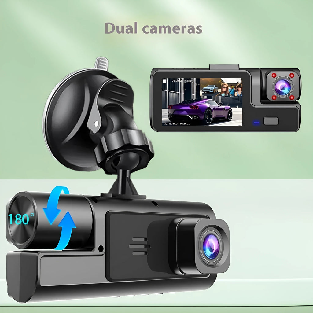 Car dash cam with 2-inch screen, WiFi connectivity, and reversing camera functionality