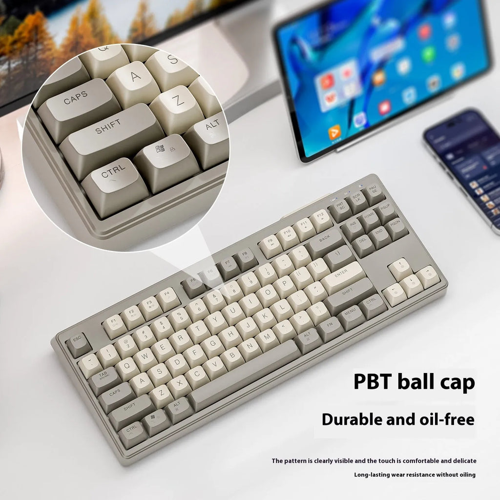 Wireless Bluetooth dual-mode keyboard in blueberry colour with compact 38 cm width design
