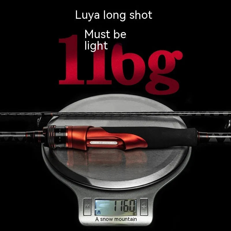 Carbon ultralight fishing rod showing straight handle and pikestaff style options for lure casting.
