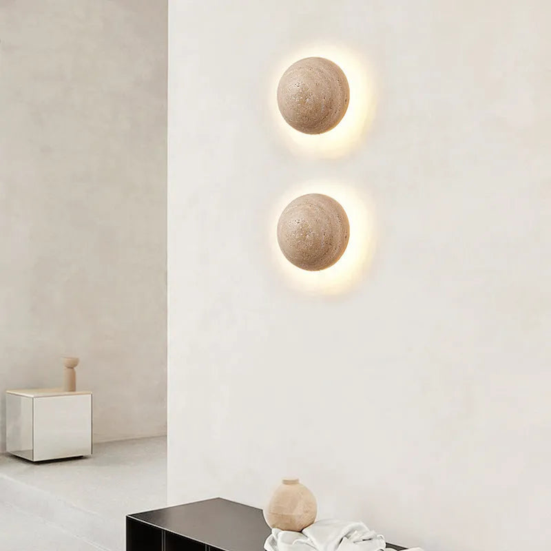 Vintage semicircle wall lamp with yellow cave stone shade and iron mounting