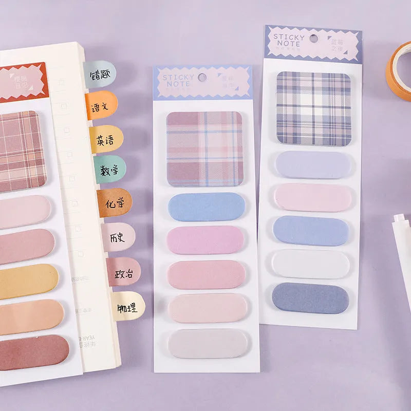Colourful memo pad with sticky notes in eight seasonal colour designs including Spring Garden and Twilight Coast