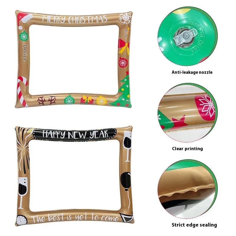Christmas inflatable photo frame PVC prop for youth photography and holiday events