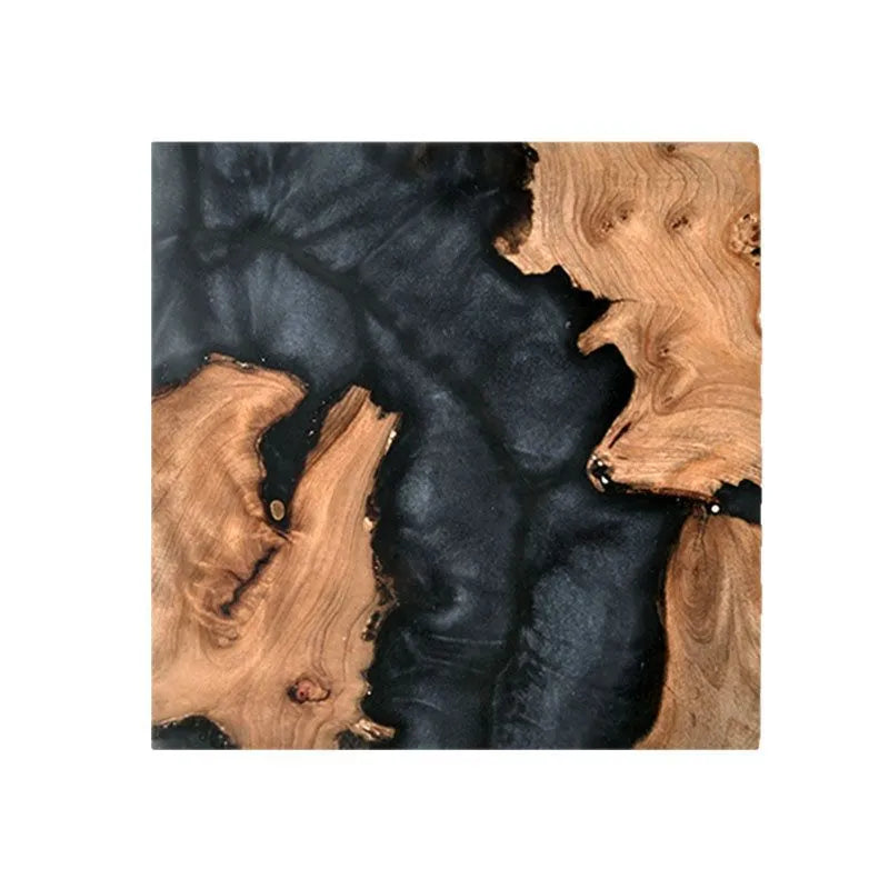 Wooden coaster with heat insulation resin in round tumour green colour, 9.8cm diameter