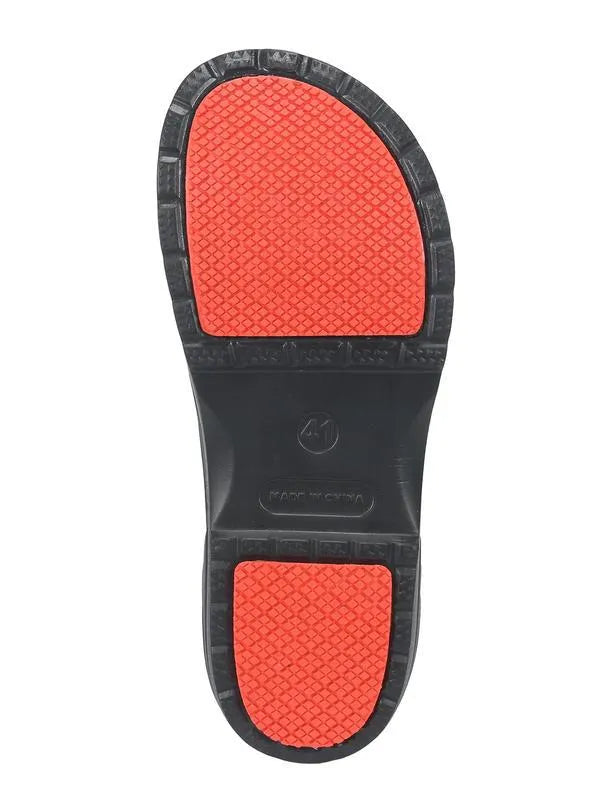 Men's non-slip work shoes orange and black PU upper rubber sole for adult men