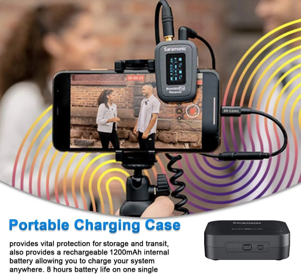 Compact 2.4GHz wireless lapel microphone transmitter with clip and OLED display