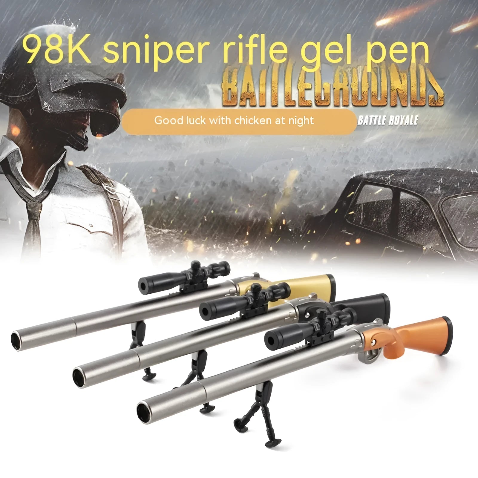98K sniper rifle design gel pen with 0.5mm fine point and plastic construction