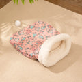 Cat sleeping bag nest pet bed measuring 50x40cm in flannel fabric with enclosed design