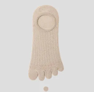 Modal cotton five-finger ultra-thin breathable boat socks in solid colours