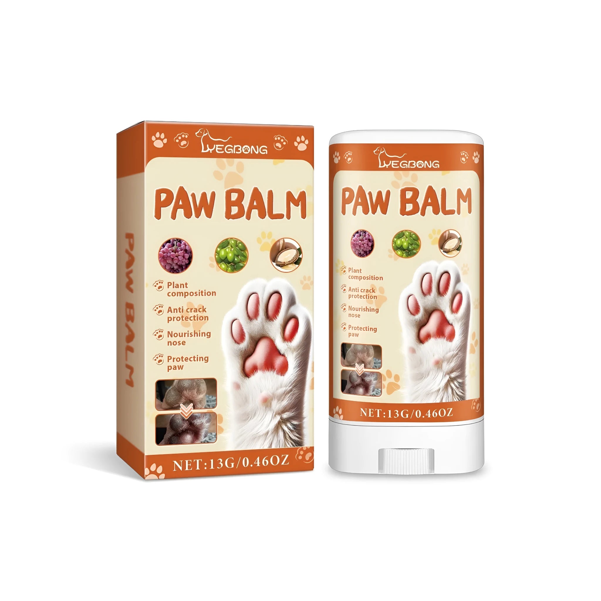 13g pet paw protection cream tin measuring 3.8x2x7.6cm for dry cracked paw pads