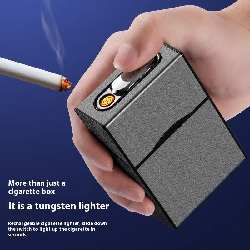 USB charging windproof cigarette lighter with metal body in gold brushed finish