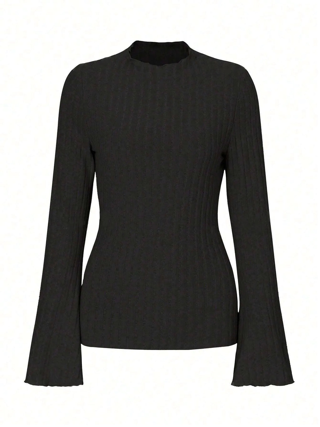 Long sleeve slim fit top with lantern sleeves and sunken stripe pattern in polyester fabric