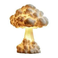 Modern art style atomic bomb mushroom cloud shaped table lamp with USB power cable.