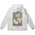 Men's hooded sweater with retro oil painting flower print in black floral grey, front view