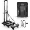 Black hand-pushed tool cart with PP plastic and metal frame and PU wheel