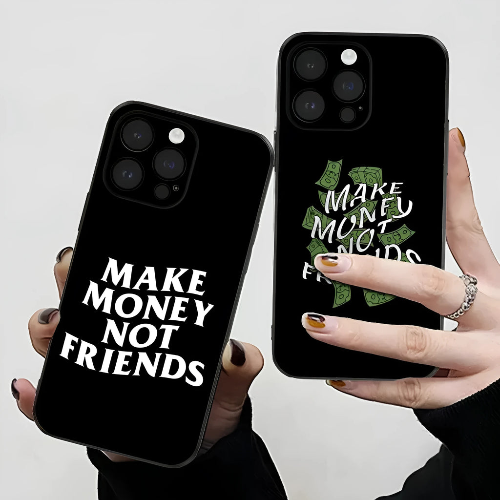 Black English Money anti-fall TPU phone case back cover for iPhone models