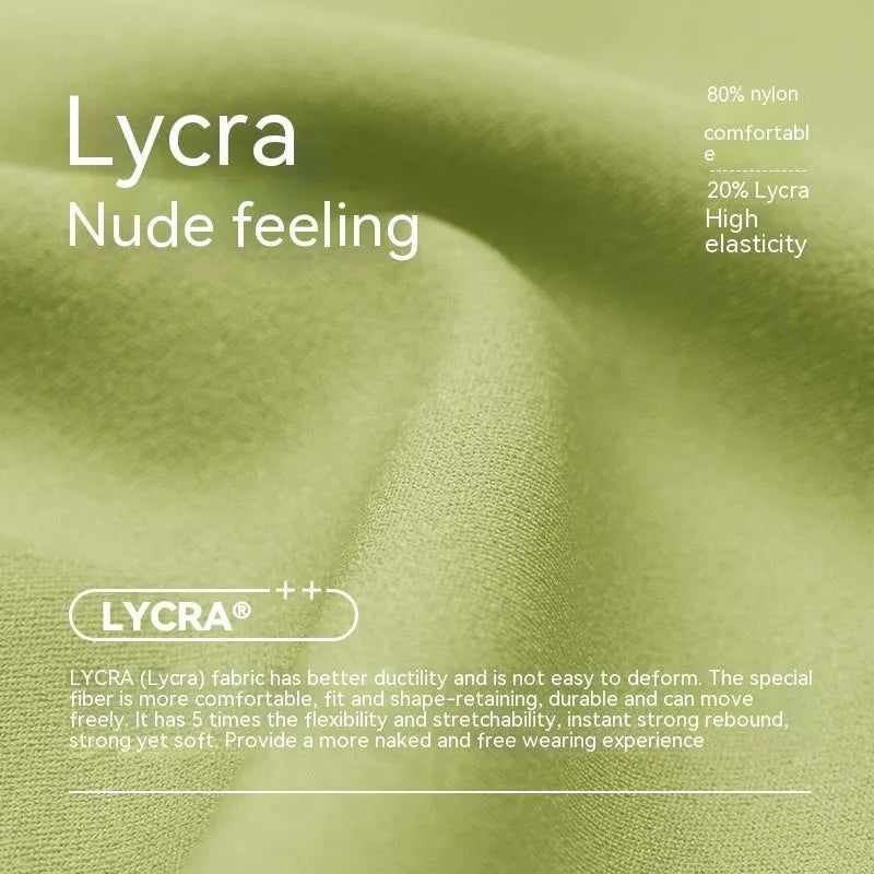 Women's high-waisted Lycra yoga shorts in leaf green with four-point cycling construction
