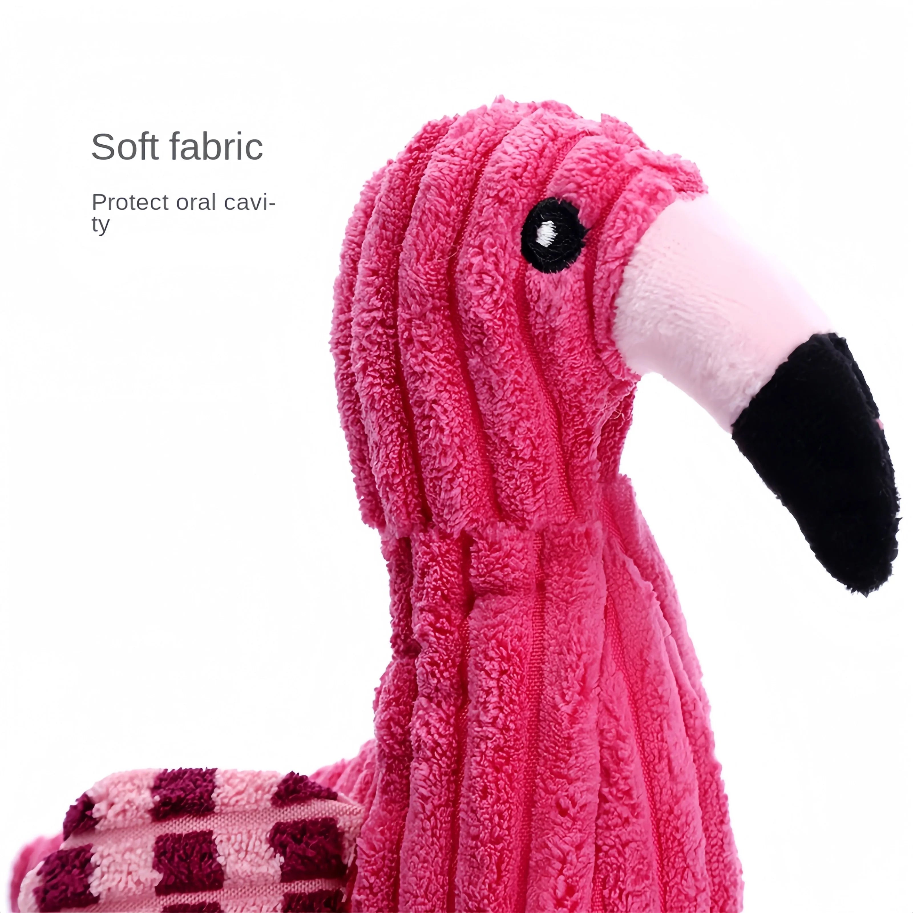Pink corduroy animal-shaped squeaky dog toy with plush fabric and built-in squeaker