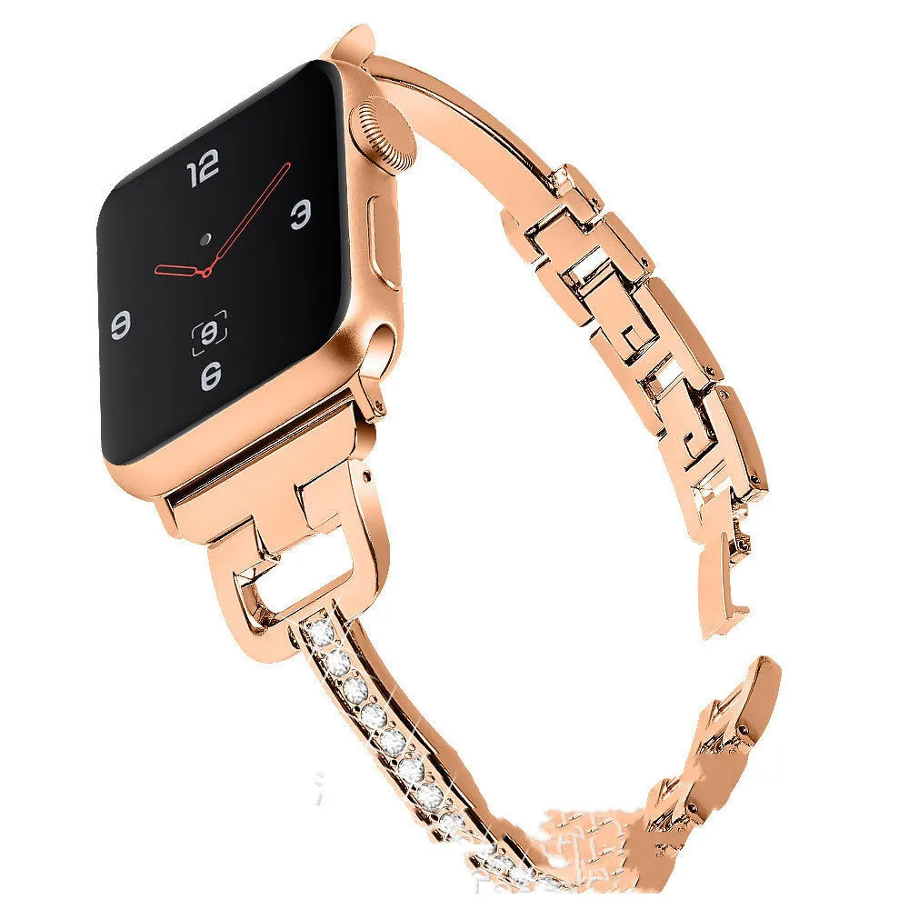 D-shaped diamond pattern metal strap for Apple Watch in multiple colours