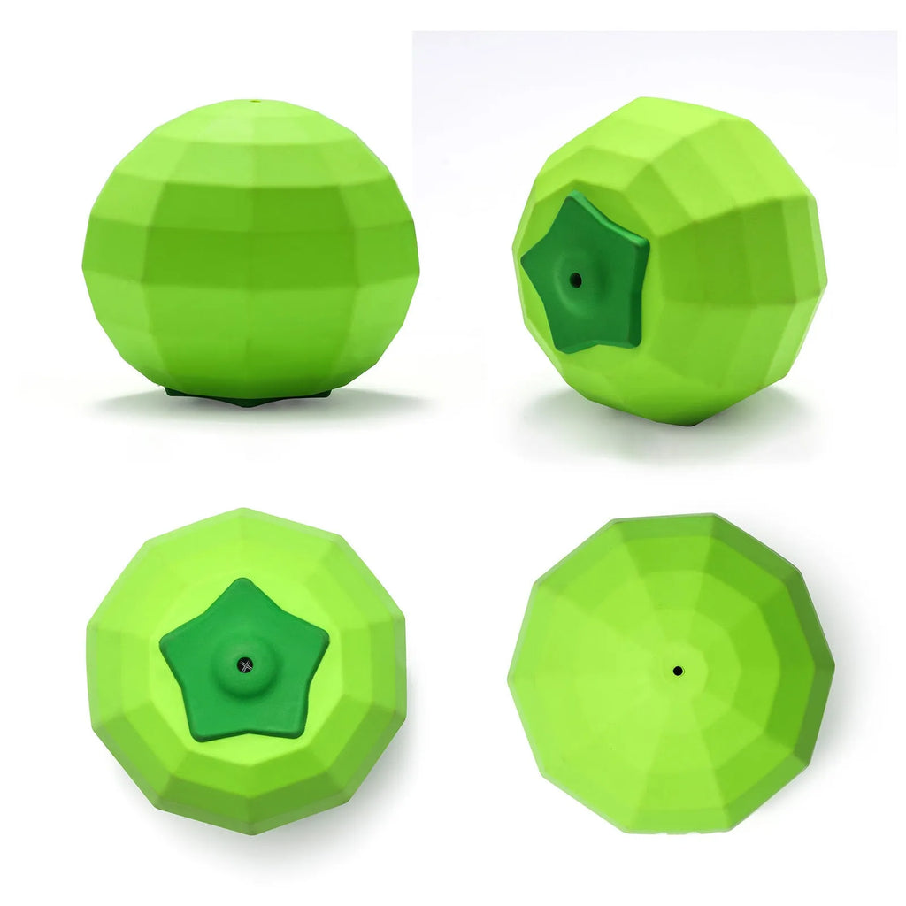 Green natural rubber squeaky dog ball toy for large breed aggressive chewers