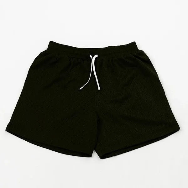 Men's mesh quick-drying athletic shorts in solid colours for running and fitness workouts