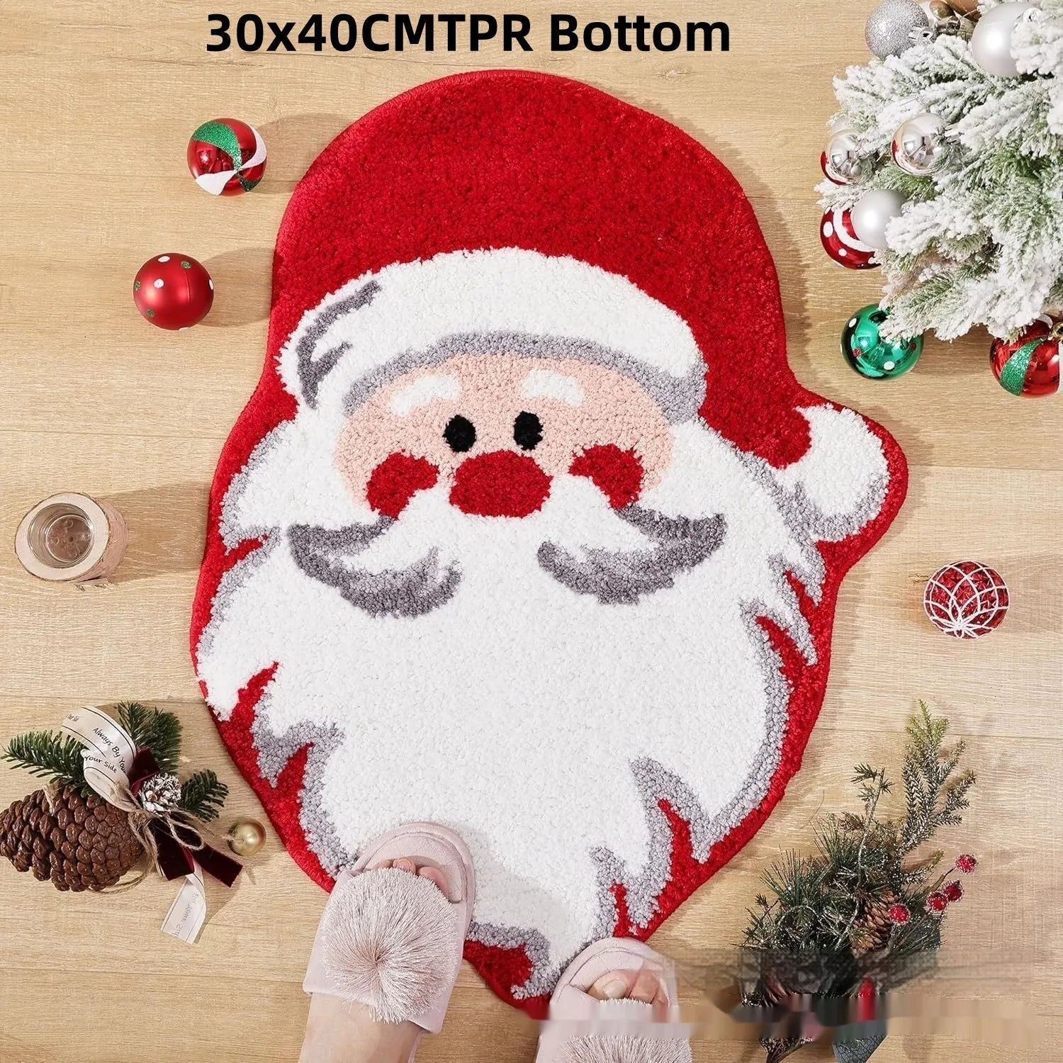 Christmas themed hallway mat with festive design and anti-slip backing in multiple size options
