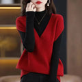 Women's sleeveless V-neck acrylic pullover vest with 3D pattern texture in multiple colour options