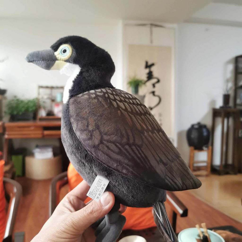 Guilin Lijiang cormorant medium plush doll in black and white 27cm tall polyester filled