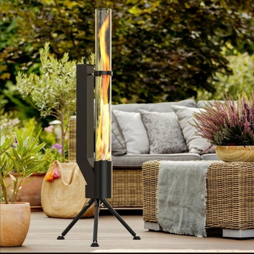 Vertical iron wood burning rocket furnace heating stove for courtyard decoration and heating