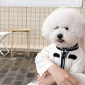 Korean style dog sweater with pearl collar in classic black colour on small breed pet