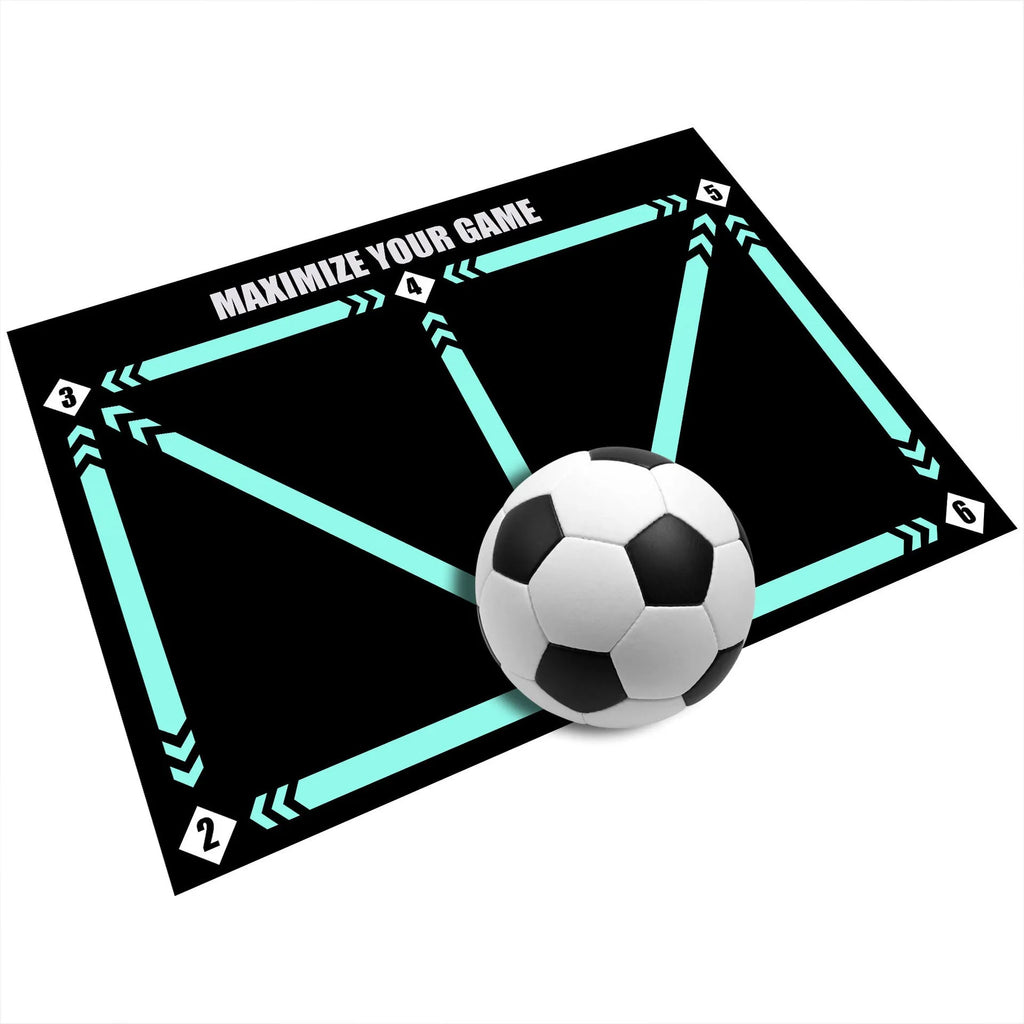 Football training mat in cushion colour for indoor skill practice with rubber construction